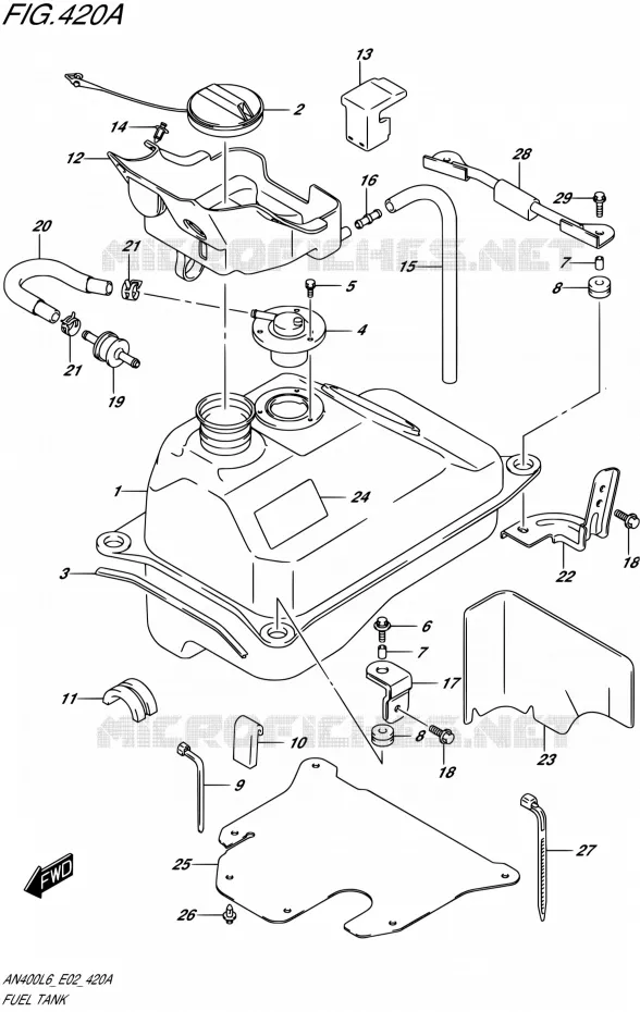 RESERVOIR D'ESSENCE Suzuki SCOOTER 400 BURGMAN 2016  AN400A L6 (E19)