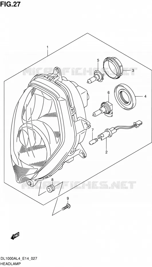 PHARE Suzuki MOTO 1000 V-STROM 2014  DL1000A L4 (E14)