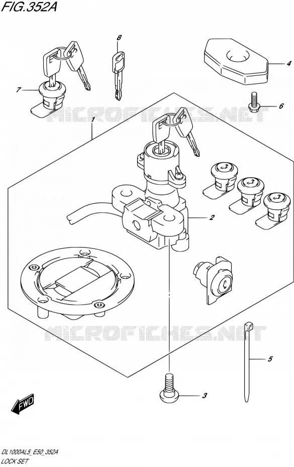 KIT SERRURE (FOR PANNIR CASE) Suzuki MOTO 1000 V-STROM 2015  DL1000A L5 (E50)
