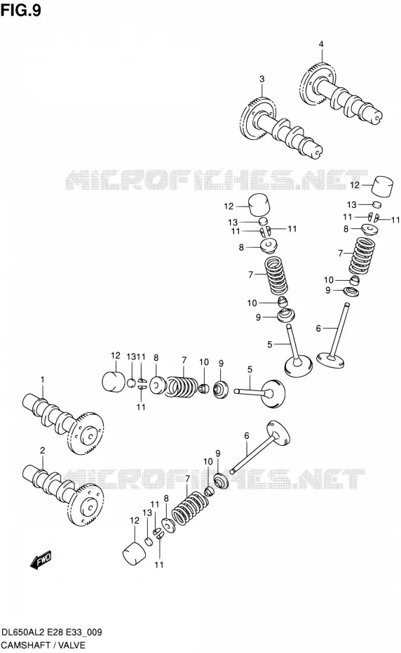 ARBRE A CAMES - VALVE Suzuki MOTO 650 V-STROM 2012  DL650A L2 (E03,E28,E33)