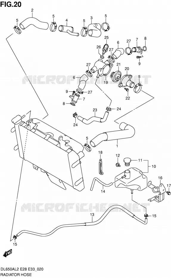 DURITE DE RADIATEUR Suzuki MOTO 650 V-STROM 2012  DL650A L2 (E03,E28,E33)
