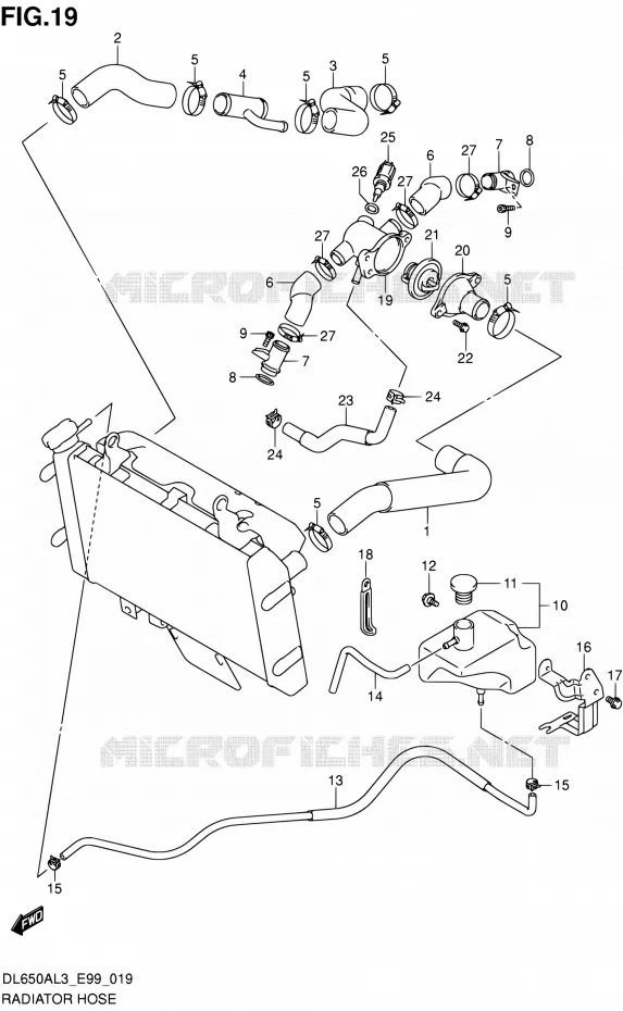 DURITE DE RADIATEUR Suzuki MOTO 650 V-STROM 2013  DL650A L3 (E99)