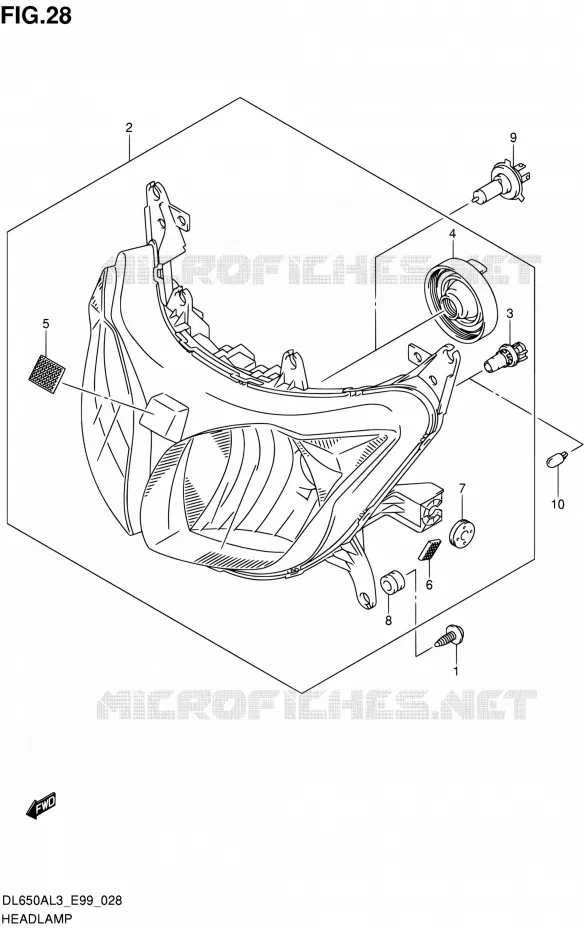 PHARE (WITHOUT REFLECTOR) Suzuki MOTO 650 V-STROM 2013  DL650A L3 (E99)