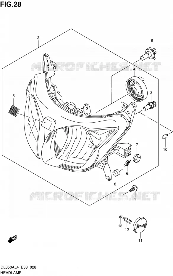 PHARE Suzuki MOTO 650 V-STROM 2014  DL650A L4 (E38)