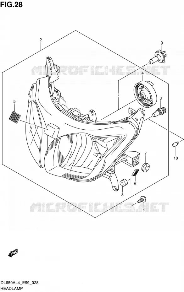 PHARE (WITHOUT REFLECTOR) Suzuki MOTO 650 V-STROM 2015  DL650A L4 (E99)