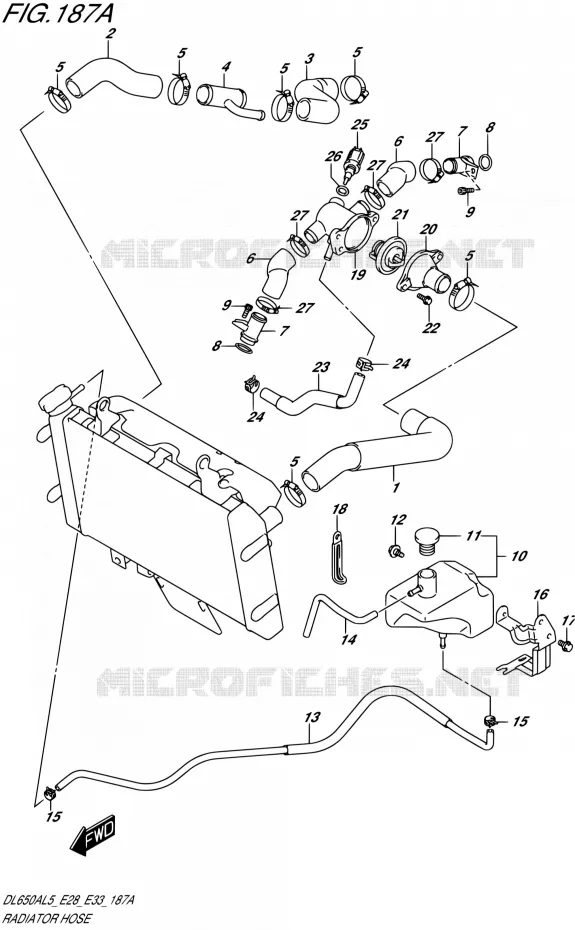 DURITE DE RADIATEUR Suzuki MOTO 650 V-STROM 2015  DL650A L5 (E03,E28,E33)