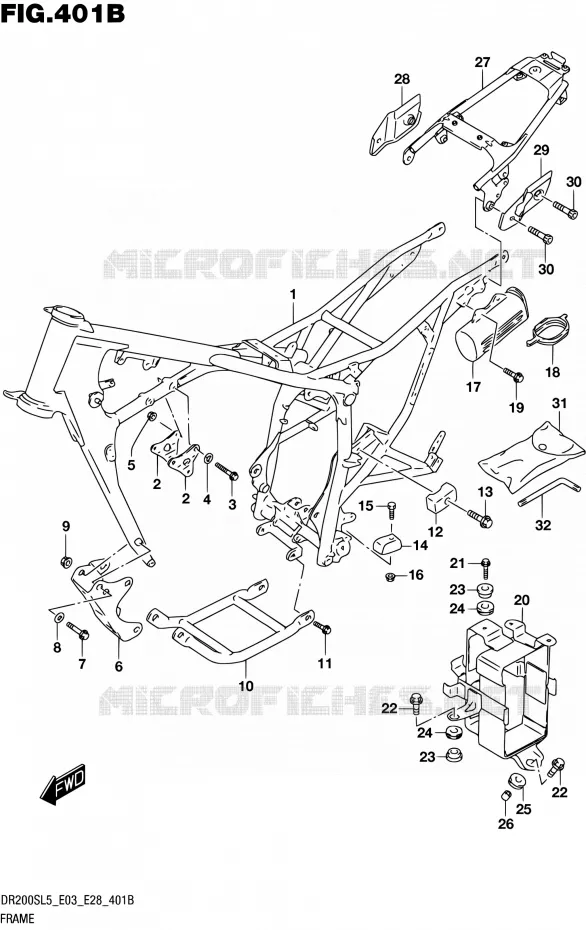 CADRE (DR200SL5 E28) Suzuki MOTO 200 DR 2015  DR200S L5 (E03,E28,E33)