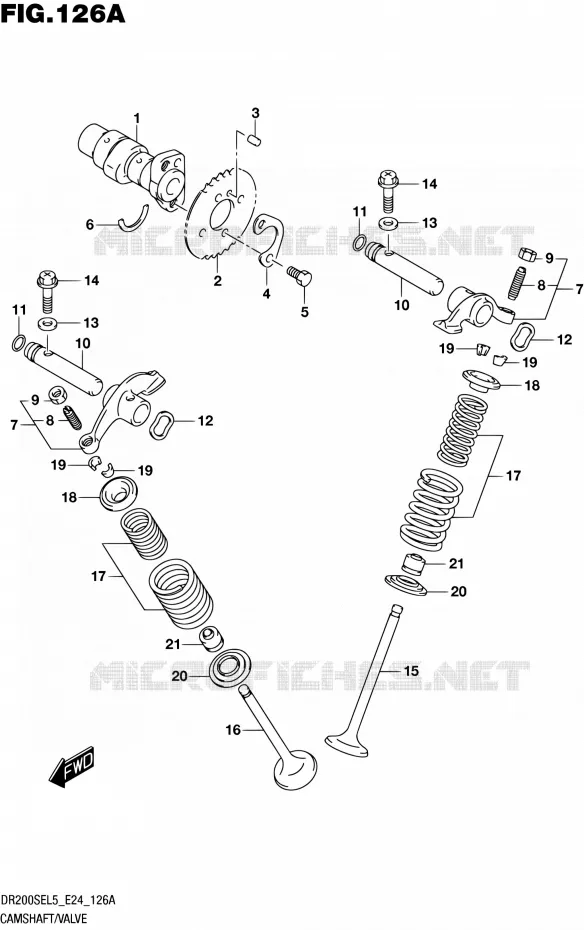 ARBRE A CAMES - VALVE Suzuki MOTO 200 DR 2015  DR200SE L5 (E24)