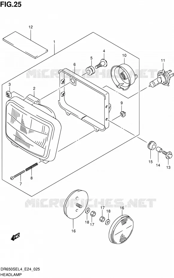 PHARE Suzuki MOTO 650 DR 2014  DR650SE L4 (E24)