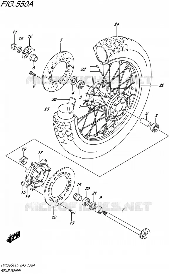 ROUE ARRIERE Suzuki MOTO 650 DR 2015  DR650SE L5 (E43)