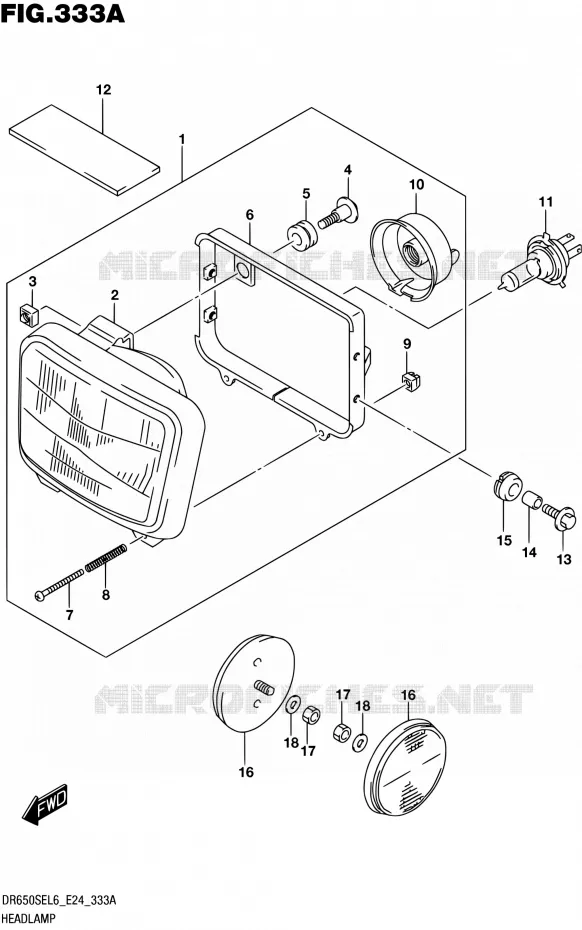 PHARE Suzuki MOTO 650 DR 2016  DR650SE L6 (E24)