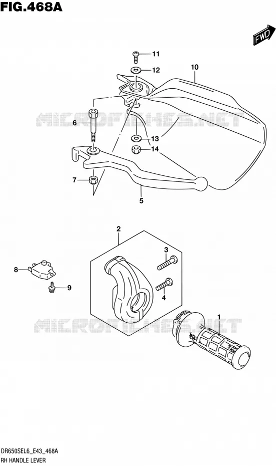 ENSEMBLE LEVIERS - POIGNEES DROIT Suzuki MOTO 650 DR 2016  DR650SE L6 (E43)