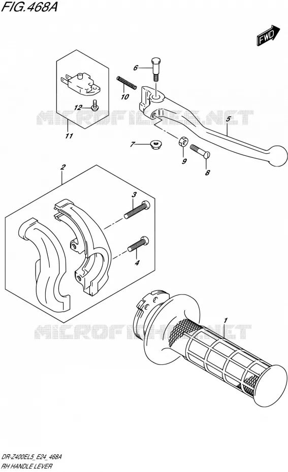ENSEMBLE LEVIERS - POIGNEES DROIT Suzuki MOTO 400 DR-Z 2015  DR-Z400E L5 (E24)