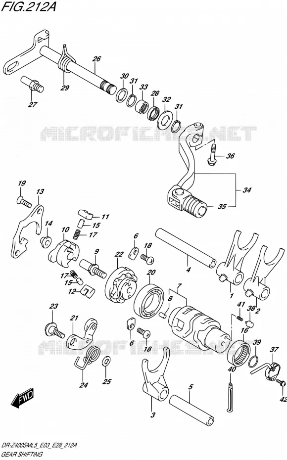 ENSEMBLE SELECTEUR DE VITESSES Suzuki MOTO 400 DR-Z 2015  DR-Z400SM L5 (E03,E28,E33)