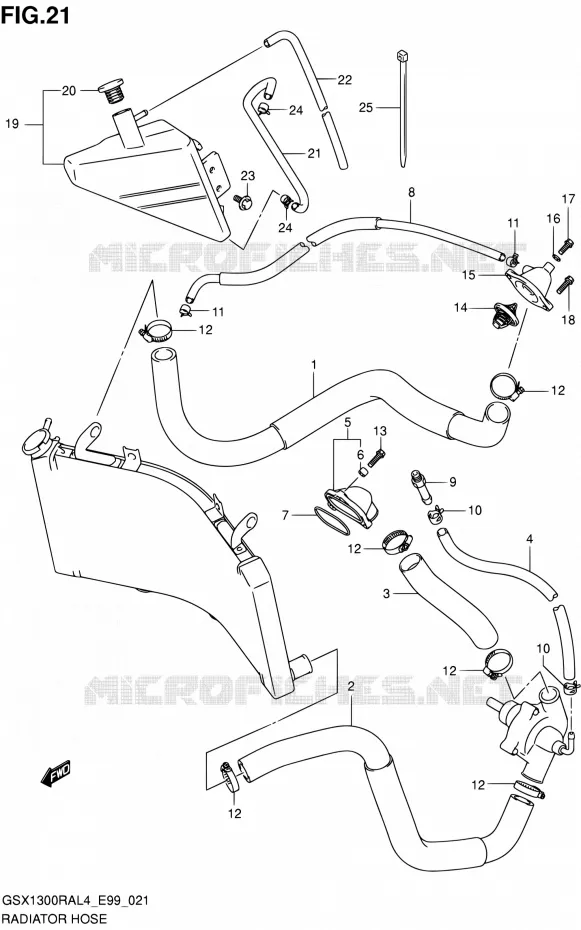 DURITE DE RADIATEUR Suzuki MOTO 1300 HAYABUSA 2014  GSX1300RA L4 (E99)