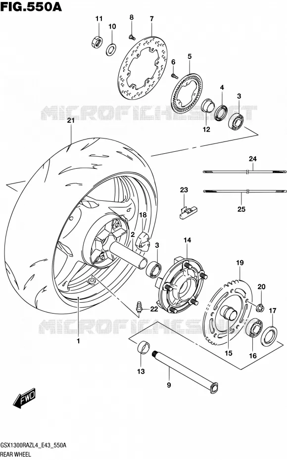 ROUE ARRIERE Suzuki MOTO 1300 HAYABUSA 2014  GSX1300RAZL4 (E43)