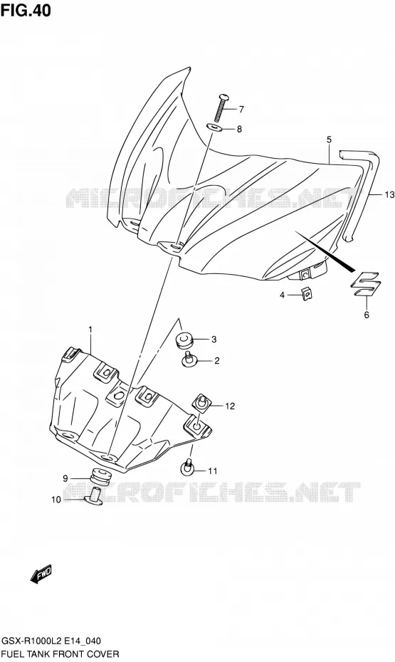 COUVRE RESERVOIR Suzuki MOTO 1000 GSX-R 2012  GSX-R1000 L2 (E14)