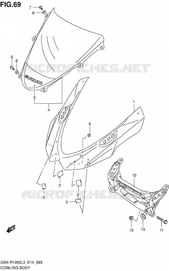 CARENAGES - ETIQUETTES (GSX-R1000ZL3 E14) Suzuki MOTO 1000 GSX-R 2013  GSX-R1000 L3/GSX-R1000Z L3 (E14)