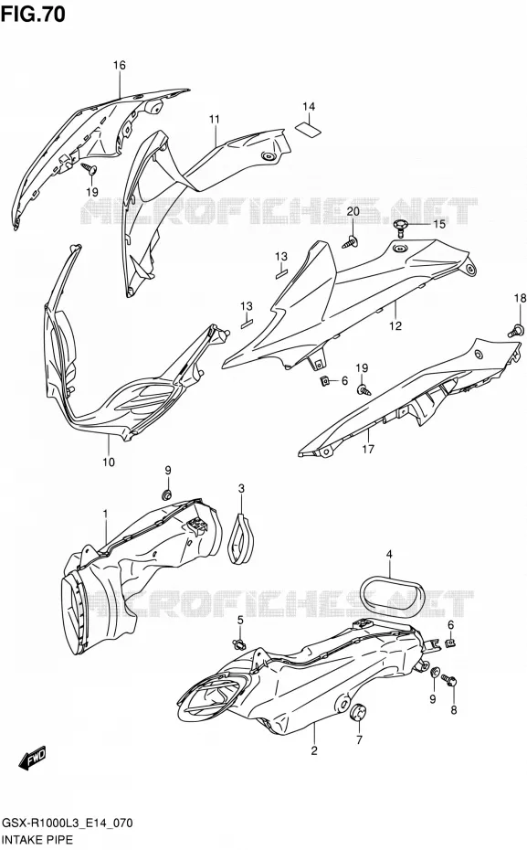 CONDUIT D'ADMISSION (GSX-R1000L3 E14) Suzuki MOTO 1000 GSX-R 2013  GSX-R1000 L3/GSX-R1000Z L3 (E14)