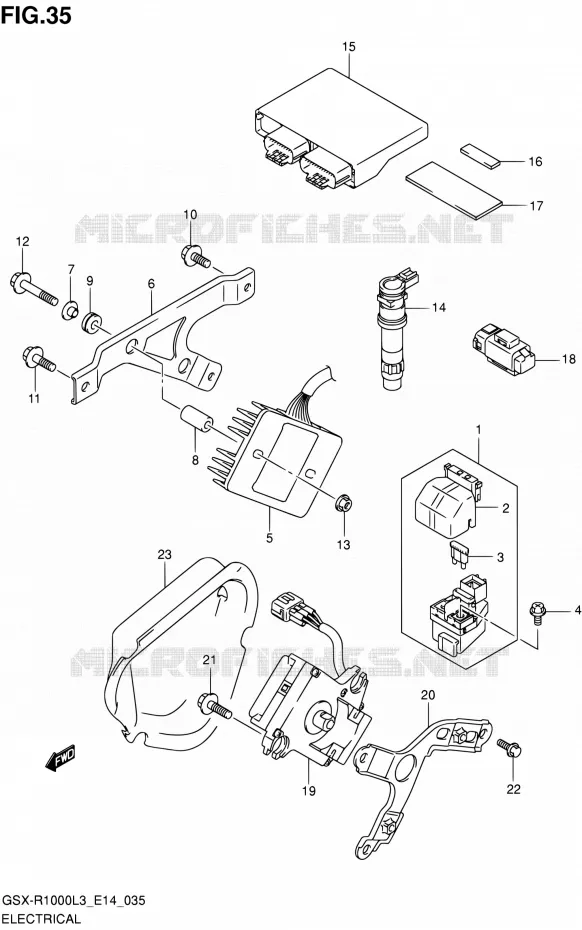 PARTIE ELECTRIQUE (GSX-R1000ZL3 E14) Suzuki MOTO 1000 GSX-R 2013  GSX-R1000 L3/GSX-R1000Z L3 (E14)