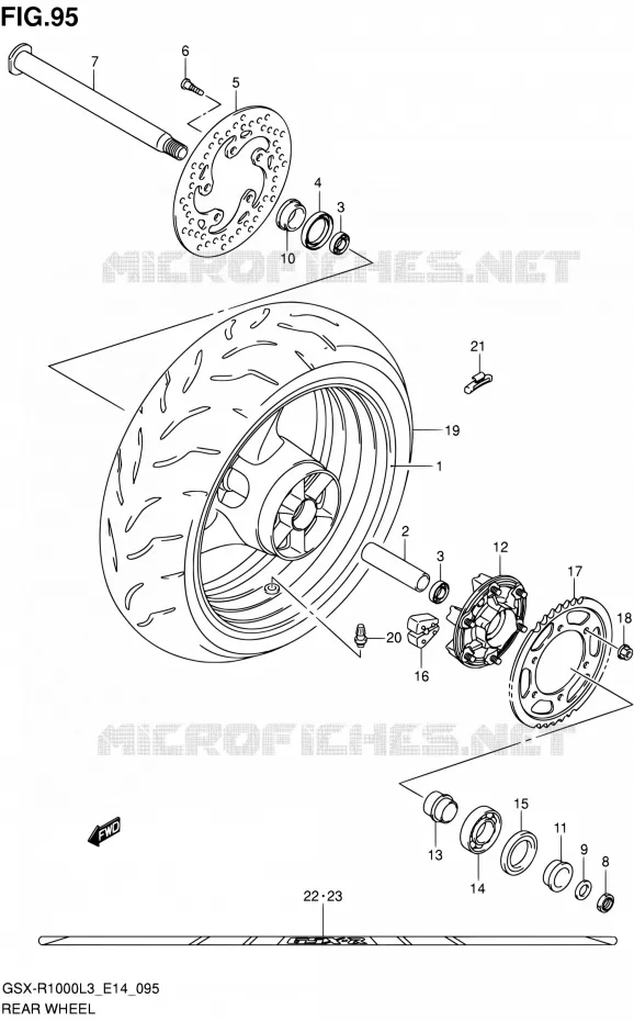 ROUE ARRIERE (GSX-R1000ZL3 E14) Suzuki MOTO 1000 GSX-R 2013  GSX-R1000 L3/GSX-R1000Z L3 (E14)