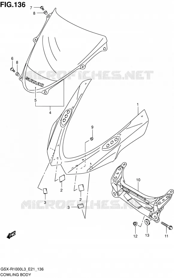 CARENAGES - ETIQUETTES (GSX-R1000UFL3 E21) Suzuki MOTO 1000 GSX-R 2013  GSX-R1000 L3/GSX-R1000Z L3 (E24)