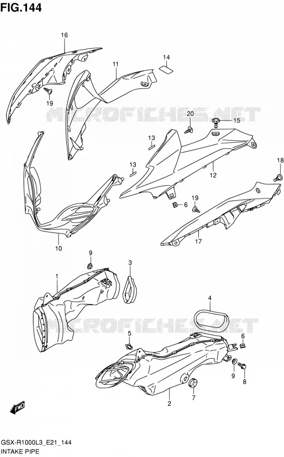 CONDUIT D'ADMISSION (GSX-R1000ZL3 E24) Suzuki MOTO 1000 GSX-R 2013  GSX-R1000 L3/GSX-R1000Z L3 (E24)