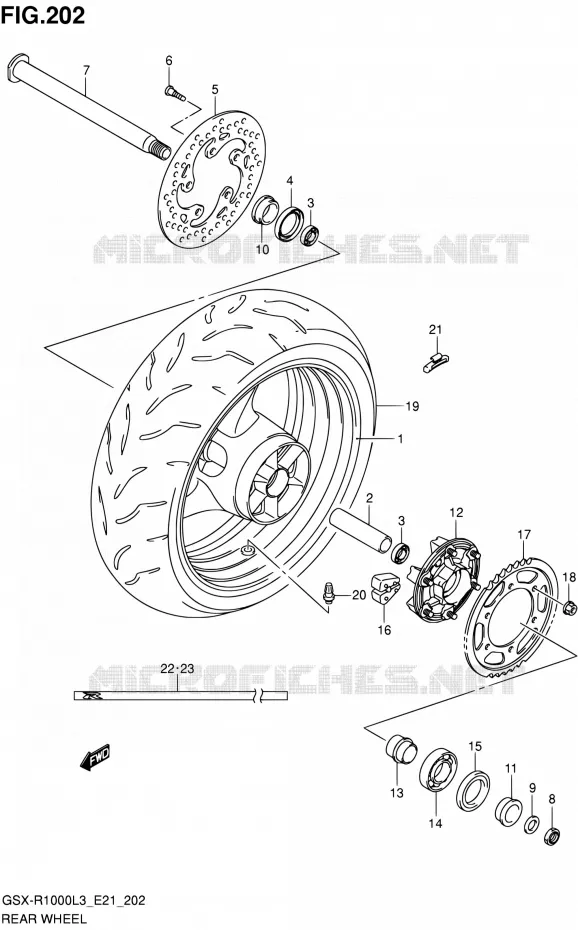 ROUE ARRIERE (GSX-R1000L3 E21) Suzuki MOTO 1000 GSX-R 2013  GSX-R1000 L3/GSX-R1000Z L3 (E24)