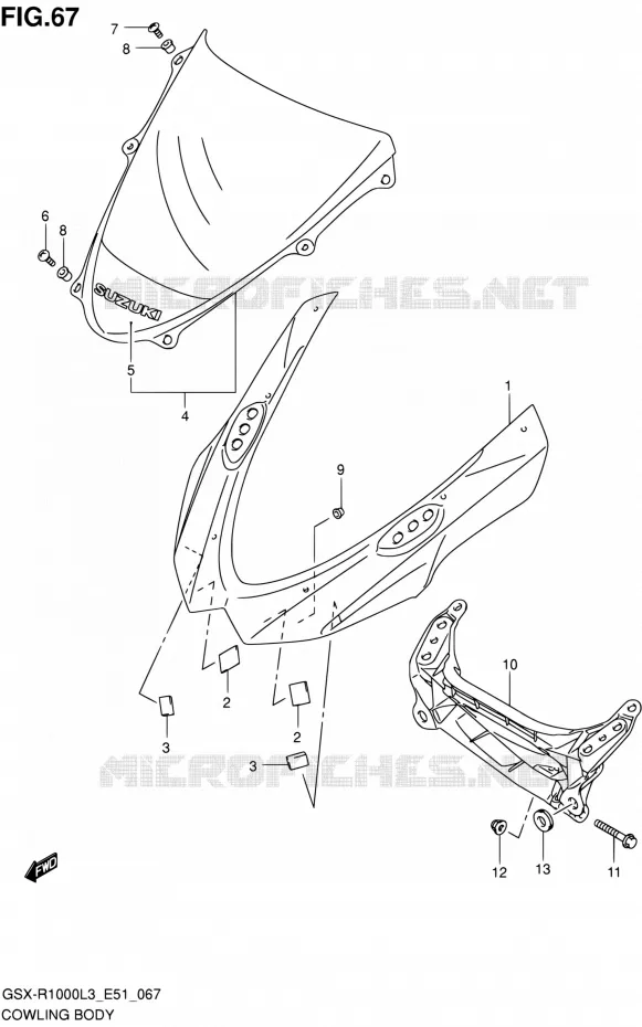 CARENAGES - ETIQUETTES (GSX-R1000ZL3 E51) Suzuki MOTO 1000 GSX-R 2013  GSX-R1000 L3/GSX-R1000Z L3 (E51)