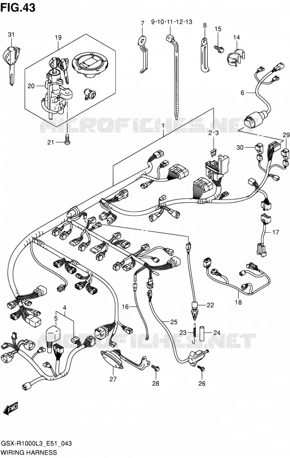 FAISCEAU ELECTRIQUE (GSX-R1000L3 E51) Suzuki MOTO 1000 GSX-R 2013  GSX-R1000 L3/GSX-R1000Z L3 (E51)