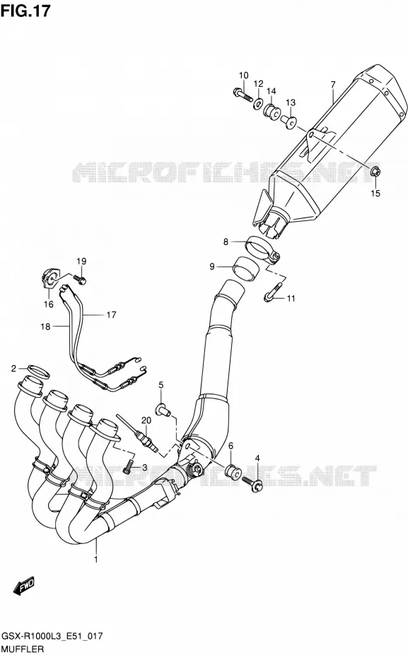 SILENCIEUX (GSX-R1000L3 E51) Suzuki MOTO 1000 GSX-R 2013  GSX-R1000 L3/GSX-R1000Z L3 (E51)
