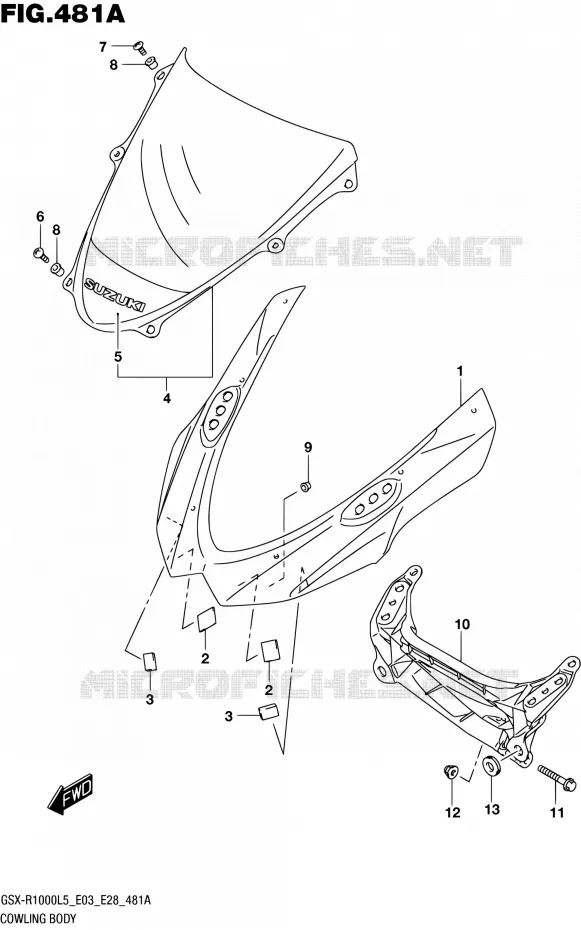 CARENAGES - ETIQUETTES Suzuki MOTO 1000 GSX-R 2015  GSX-R1000 L5 (E03,E28,E33)