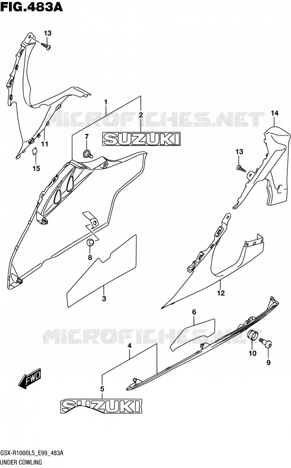 CARENAGES INFERIEUR (FLANCS) Suzuki MOTO 1000 GSX-R 2015  GSX-R1000 L5 (E99)