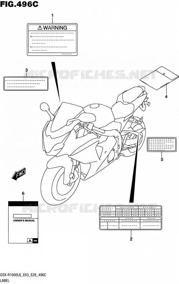 ETIQUETTE (GSX-R1000L6 E33) Suzuki MOTO 1000 GSX-R 2016  GSX-R1000 L6 (E03,E28,E33)