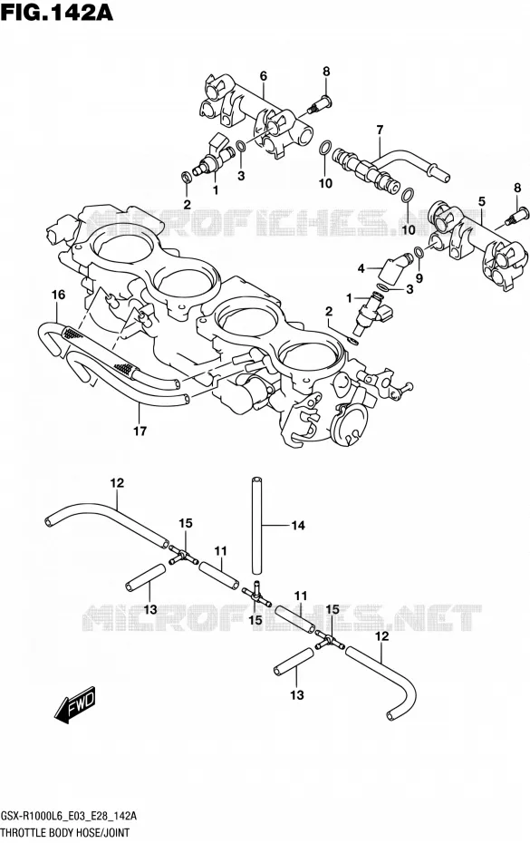 SYSTÈME D'INJECTION (GSX-R1000L6 E03) Suzuki MOTO 1000 GSX-R 2016  GSX-R1000 L6 (E03,E28,E33)