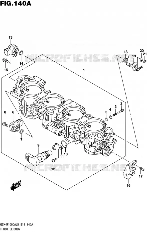 CORPS DE PAPILLON Suzuki MOTO 1000 GSX-R 2015  GSX-R1000A L5 (E14)
