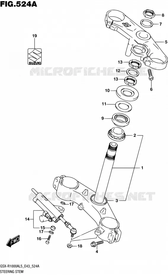 COLONNE DE DIRECTION Suzuki MOTO 1000 GSX-R 2015  GSX-R1000A L5 (E43)