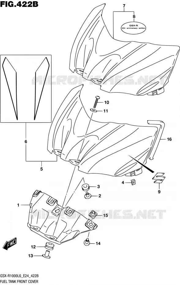 COUVRE RESERVOIR (GSX-R1000AL6 E24) Suzuki MOTO 1000 GSX-R 2016  GSX-R1000A L6 (E24)