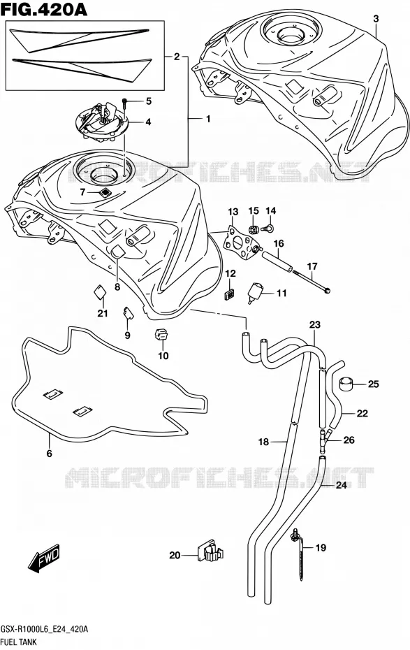 RESERVOIR D'ESSENCE (GSX-R1000L6 E24) Suzuki MOTO 1000 GSX-R 2016  GSX-R1000A L6 (E24)