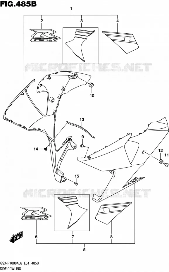 FLANCS DE CARENAGES (AJP,JSP) Suzuki MOTO 1000 GSX-R 2016  GSX-R1000A L6 (E51)