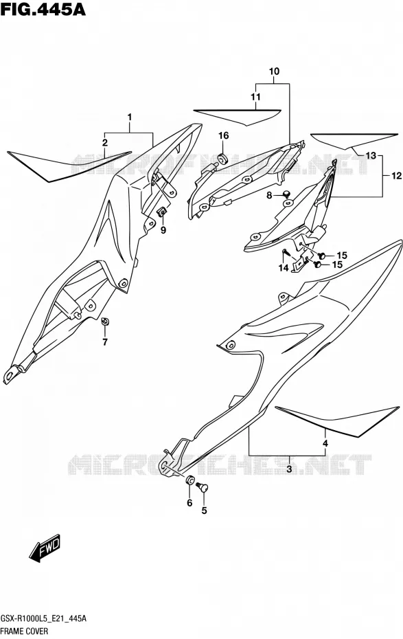 CARENAGES ARRIERE (YSF) Suzuki MOTO 1000 GSX-R 2015  GSX-R1000UF L5 (E21)