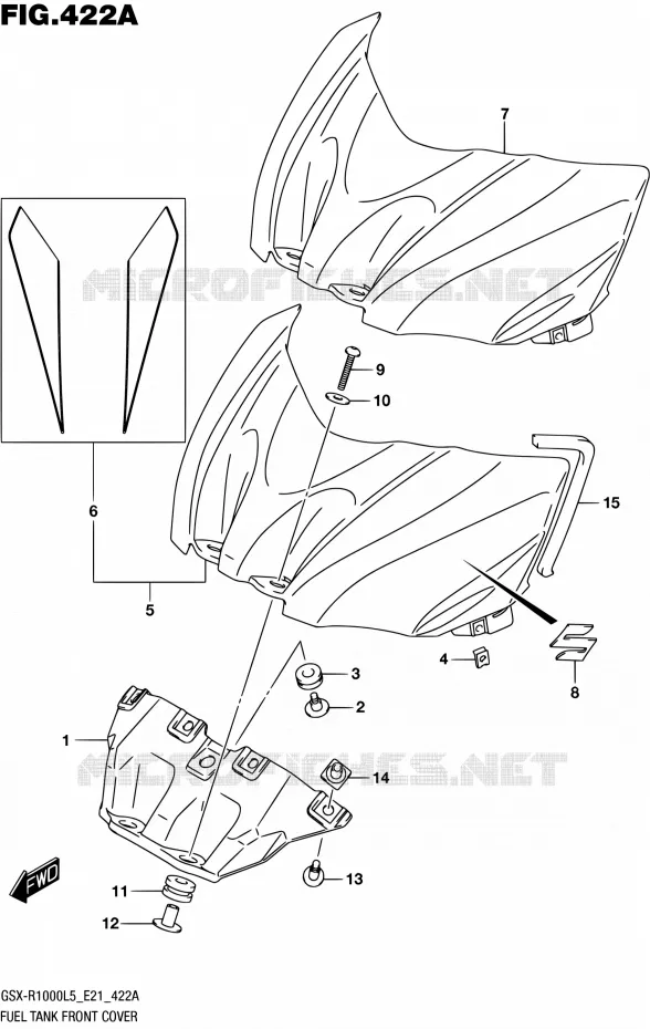 COUVRE RESERVOIR Suzuki MOTO 1000 GSX-R 2015  GSX-R1000UF L5 (E21)