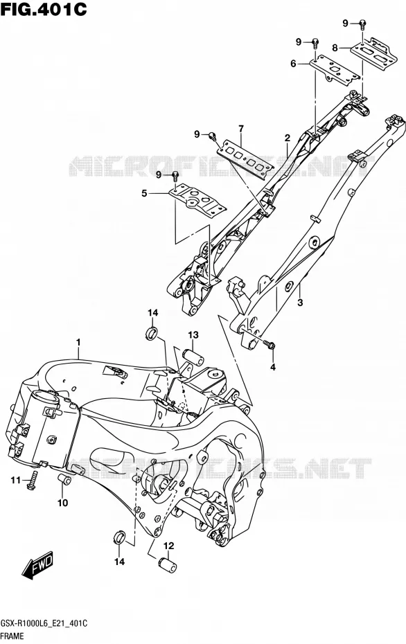 CADRE (GSX-R1000UFL6 E21) Suzuki MOTO 1000 GSX-R 2016  GSX-R1000UF L6 (E21)