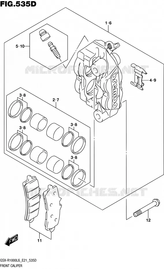 ETRIER DE FREIN AVANT (GSX-R1000AUFL6 E21) Suzuki MOTO 1000 GSX-R 2016  GSX-R1000UF L6 (E21)