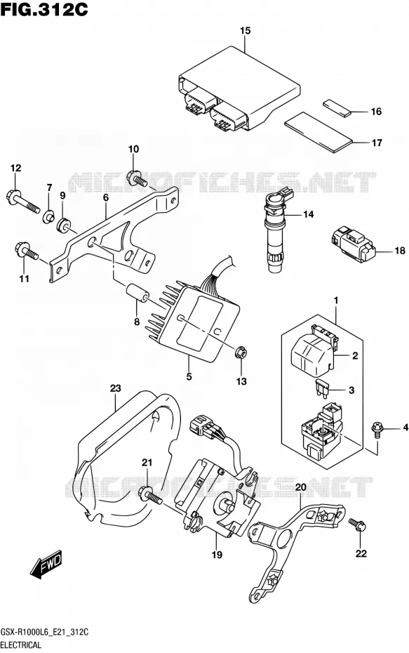 PARTIE ELECTRIQUE (GSX-R1000UFL6 E21) Suzuki MOTO 1000 GSX-R 2016  GSX-R1000UF L6 (E21)
