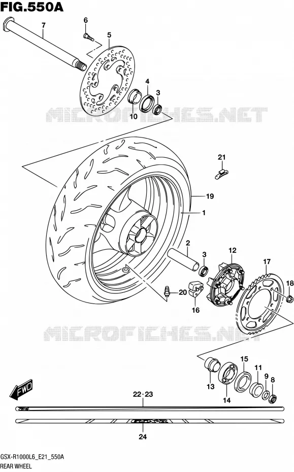 ROUE ARRIERE (GSX-R1000L6 E21) Suzuki MOTO 1000 GSX-R 2016  GSX-R1000UF L6 (E21)