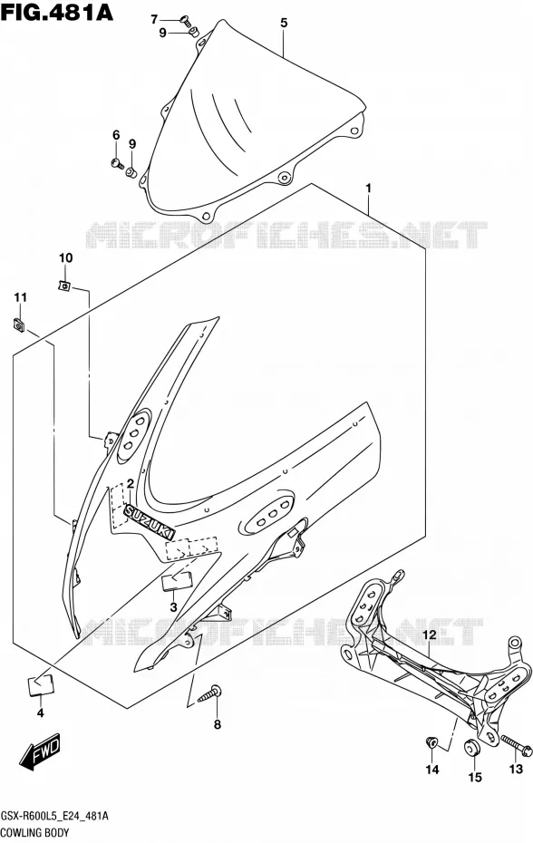 CARENAGES - ETIQUETTES Suzuki MOTO 600 GSX-R 2015  GSX-R600 L5 (E24)