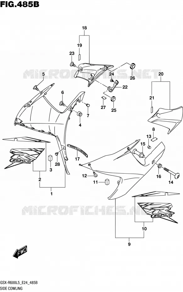 FLANCS DE CARENAGES (ARD) Suzuki MOTO 600 GSX-R 2015  GSX-R600 L5 (E24)