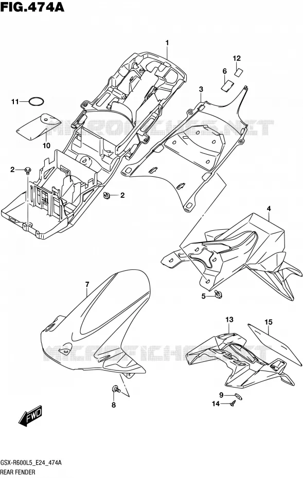 GARDE BOUE ARRIERE Suzuki MOTO 600 GSX-R 2015  GSX-R600 L5 (E24)