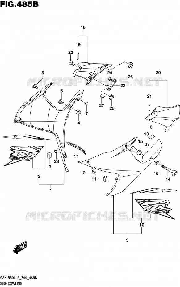 FLANCS DE CARENAGES (ARD) Suzuki MOTO 600 GSX-R 2015  GSX-R600 L5 (E99)